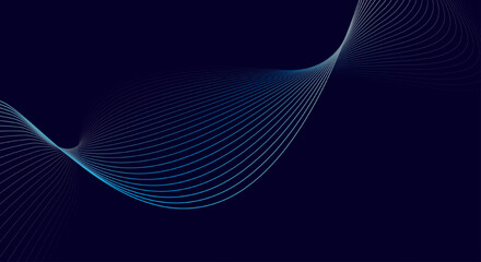 Blue background with flowing wave lines. Futuristic background Modern concept