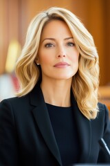 Fototapeta premium Confident female judge delivering a verdict in a courtroom showcasing leadership and diversity in a legal setting
