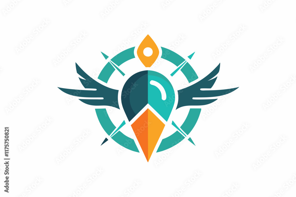 Poster the logo showcases a modern, abstract representation of a bird within a circular framework, an abstr