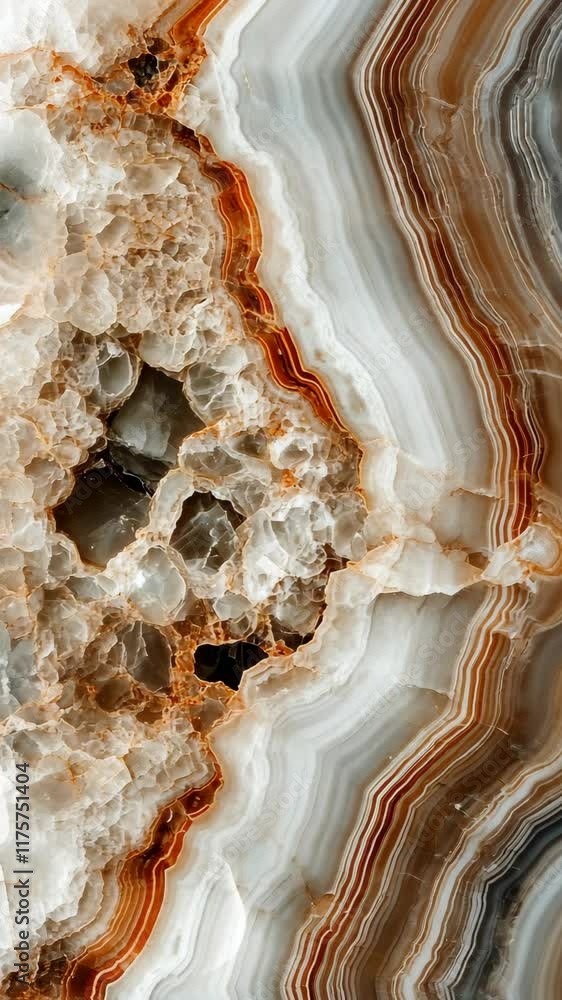 Poster textured layers of agate stone showcasing intricate patterns and natural hues in a close-up view