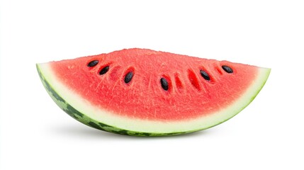 A slice of watermelon showcasing its vibrant red flesh and seeds.