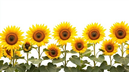 Naklejka premium Yellow sunflowers against a white background.