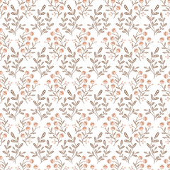 vintage beige floral seamless pattern features elegant blossoms and delicate foliage. Ideal for textiles, wallpapers, and invitations, it adds warmth and sophistication to any design project.