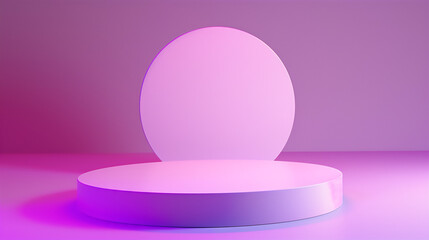 Vibrant Minimalistic Pedestal with Gradient Pink and Purple Lighting - Perfect for Product Display Backgrounds and Modern Design Themes