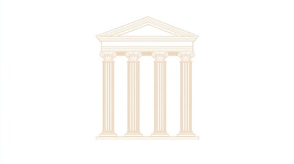 Obraz premium Simple illustration of a classical temple with four columns and a pediment.