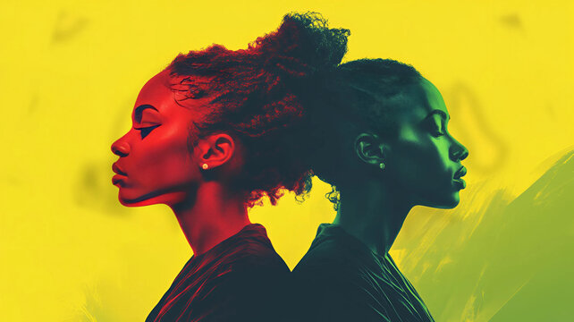 Black history month, Ilustraci&oacute;n con hombres, mujeres y ni&ntilde;os negros orgullosos. 