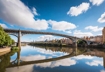 Fototapeta premium Iconic Bridge Cityscape with Clear Sky
