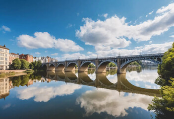 Fototapeta premium Iconic Bridge Cityscape with Clear Sky