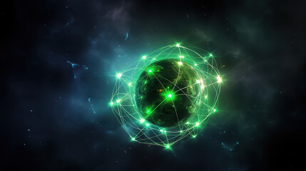 Obraz premium Global Network Planet - Futuristic Technology Art