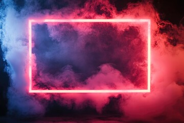 Neon Frame in Smoke Cloud,