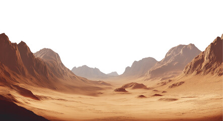 Naklejka premium Martian landscape, a desert with mountains on Mars, isolated on a transparent background