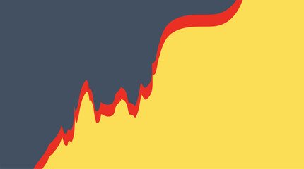 Yellow black background with red smooth shapes lines on the middle of the background