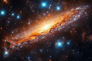Fototapeta premium Stunning view of a spiral galaxy illuminated by stars in the depths of space