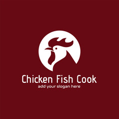 chicken fish restaurant logo design vector