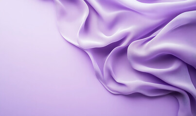 Fototapeta premium Silky lavender fabric, Soft folds and creases, Delicate texture, Smooth satin, Gentle gradient, Pastel purple background for product branding, presentations, and lifestyle photography concepts