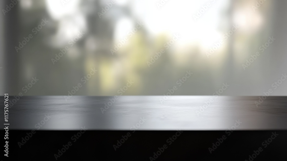 Aufkleber 3d rendering of a blurred gray background with a black desk space