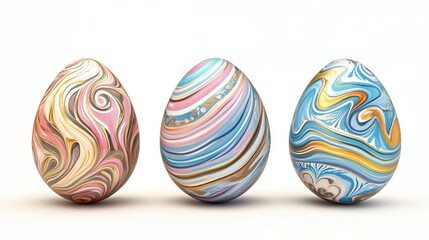 Fototapeta premium Cartoon colorful easter eggs with patterns isolated on white background