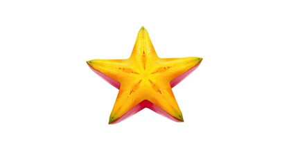 Obraz premium Star-shaped carambola fruit slice on white background