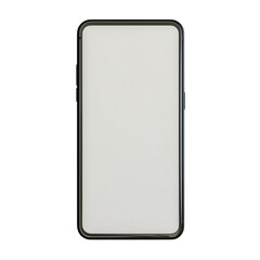 a cellphone with a blank white screen in a black case on a white surface PNG image, PNG file, Generative art.