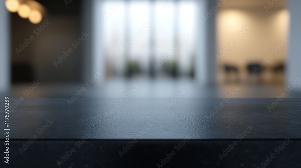 Aufkleber 3d rendering of a blurred gray background with a black desk space