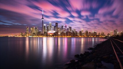 Toronto Skyline at Night: A Colorful Cityscape