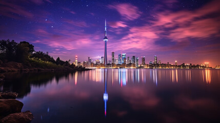 Fototapeta premium Toronto Skyline at Night: A Breathtaking Cityscape