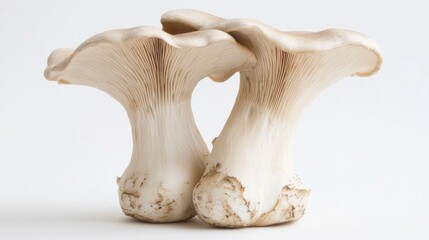 Fototapeta premium Two king oyster mushrooms on white background. (2)