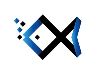 logo d'un poisson, pixel-poisson-logo-symbole-icone-ocean-v02