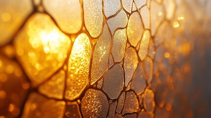 Sunset through textured glass, warm glow, abstract background, interior design