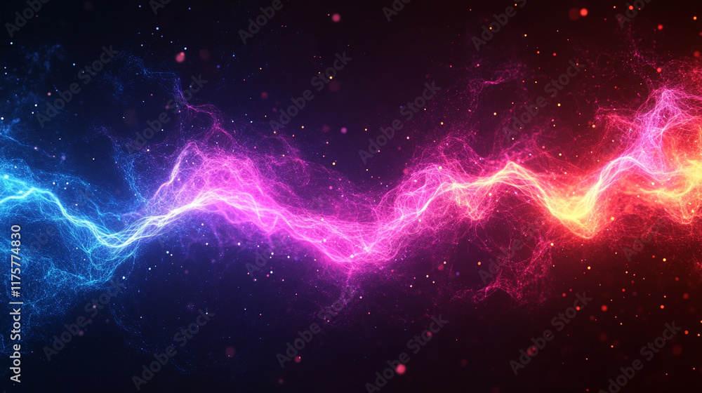 Poster abstract technology background blends vibrant textures resembling mycelium mold and neurons, creatin
