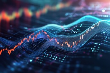 Abstract data visualization: flowing market trends