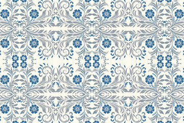 abstract vintage floral seamless pattern with botanical ikat motifs for fabric wallpaper and fashion textile all over flower blossom traditional design texture