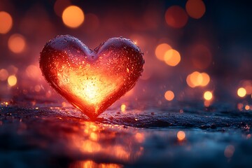 A Heart-Shaped Ice with a Light on It

