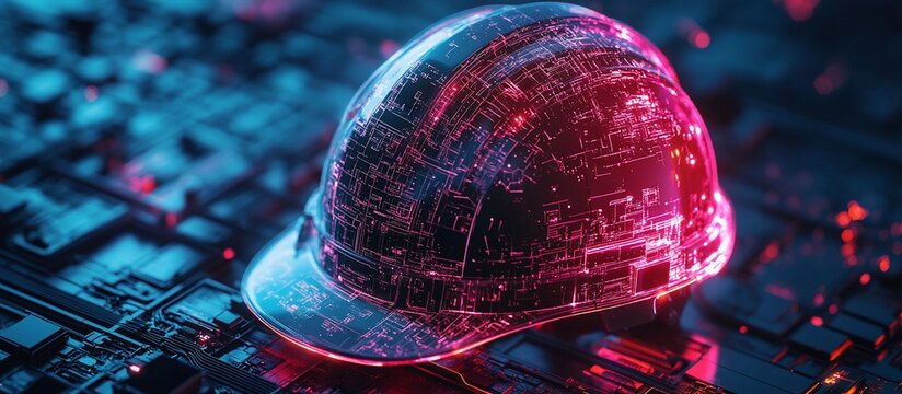 Digital Hard Hat on Circuit Board: Future of Construction Tech