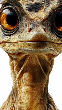 Unique close-up of a reptilian creature with striking eyes and textured skin showcasing intriguing details and character