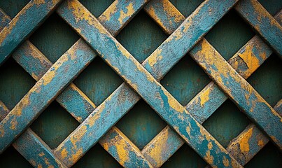 Weathered teal lattice background texture
