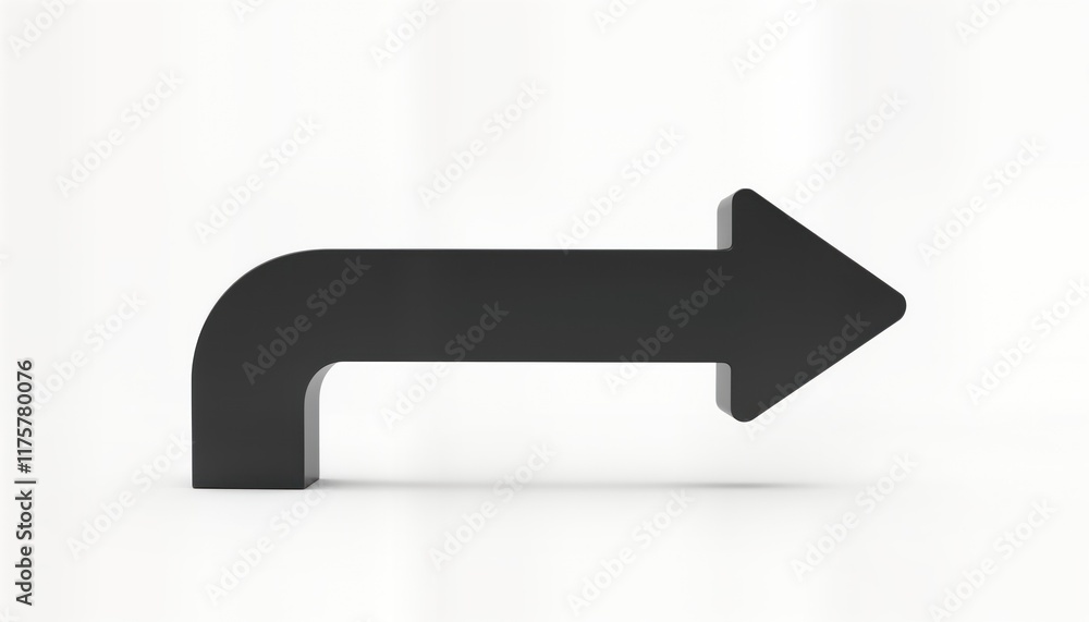Poster black arrow points left on plain white background. simple clean directional graphic element. modern 