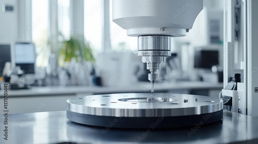 Poster precision cnc milling machine in modern laboratory setting with focus on cutting tool and machining 