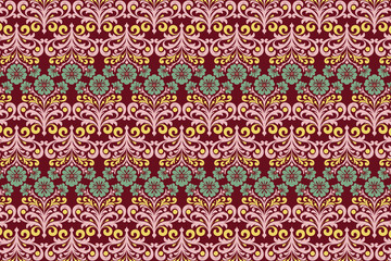 abstract vintage floral pattern seamless design ornament fabric ethnic ikat all over botanical repeat texture flower wallpaper textile fashion