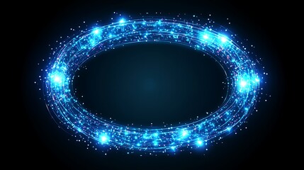 Glowing Blue Oval Light Energy Abstract Design