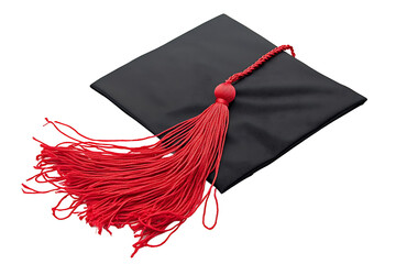 graduation cap with a red tassel on white background.PNG