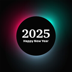 Happy new year 2025 inscription in circle light frame