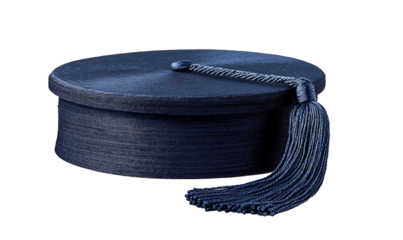 Navy blue graduation cap with tassel on a white background.PNG