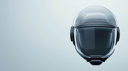 Fototapeta premium A sleek, modern helmet design with a transparent visor, set against a minimalistic background, ideal for safety and style in various activities.