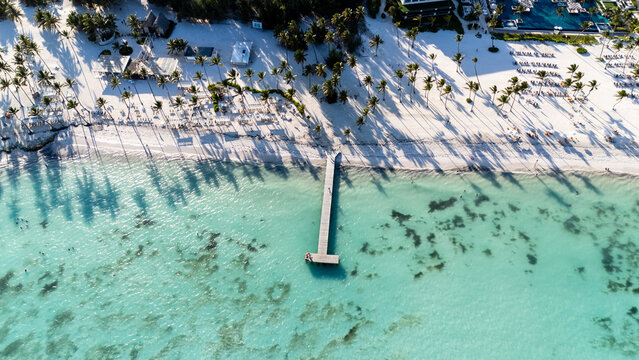 Aerial views of Juanillo Beach in Cap Cana, Dominican Republic