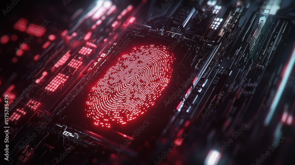 Poster cybersecurity fingerprint: digital identity and biometric authentication