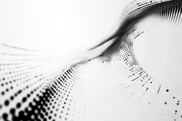 Black and White Abstract Wave Design with Halftone Texture and Curved Lines,Generated By Ai