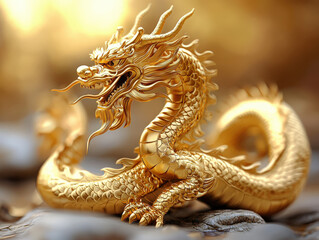 Golden dragon statue celebration chinese new year festival cultural exhibit vibrant environment artistic viewpoint chinesenewyear
