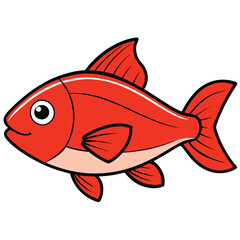 Red Snapper fish isolated flat vector illustration on white background