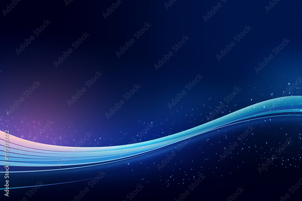 Canvas Prints abstract glowing blue background with flowing lines and stars in a dark space for presentation slid 